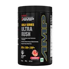 GNC AMP Gold Series Ultra Rush Pre-Workout | 450 gm | 30 Servings | Maximum Energy & Stamina | Deep Mental Focus | Powerful Muscle Pump | 4.5g Beta-Alanine | 1.5g L-Citrulline | 2.5g L-Arginine | Watermelon