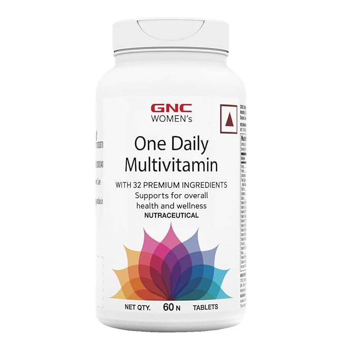 GNC Women One Daily Multivitamin - 32 Premium Ingredients with Vitamin C, Biotin, Collagen ,Antioxidants | Boosts Immunity and  Energy | Improves Skin, Hair, Nails ,Eye Health | 60 Tablets