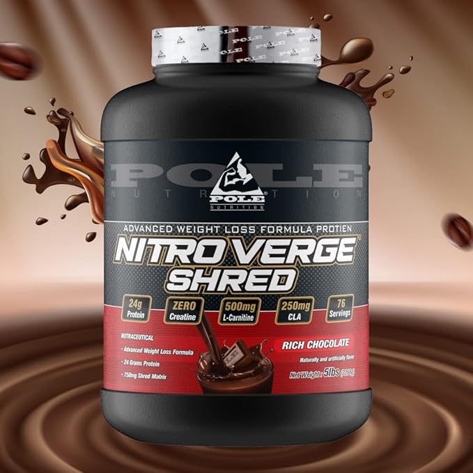 Pole Nutrition Nitro Verge Shred | Advanced Weight Loss Formula | Rich Chocolate Flavor | 5 Lbs, 76 Servings (2268g) - Ignite Your Fat Loss Journey with Precision Nutrition