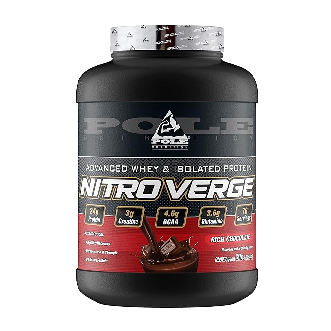 Pole Nutrition Nitro Verge Advanced Whey | Isolate Proteins | Rich Chocolate Flavor | 5lbs, 76 Servings (2268g) 