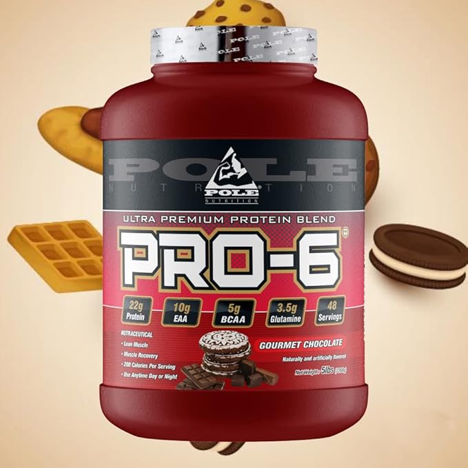 Pole Nutrition Pro-6 | Ultra Premium Protein Blend | Gourmet Chocolate Flavor | 5 Lbs, 48 Servings