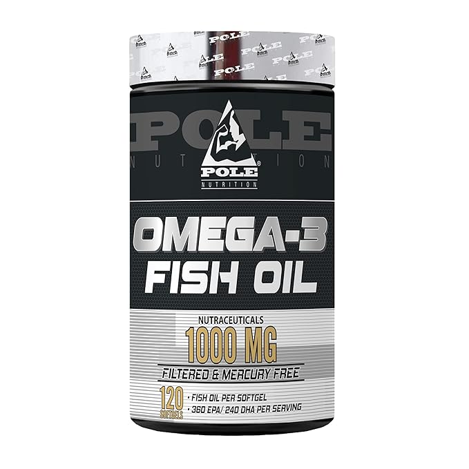 Pole Nutrition Omega-3 Fish Oil 1000mg - 120 Softgels | High Potency Essential Fatty Acids for Heart Health &amp;amp;  Wellness