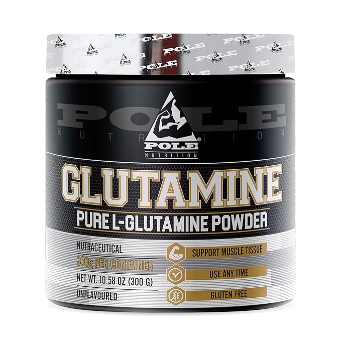 Pole Nutrition Pure L-Glutamine Powder - 300g Unflavored | Supports Muscle Tissue | Gluten-Free | Essential Amino Acid for Optimal Recovery