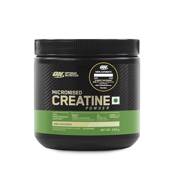 Optimum Nutrition (ON) Micronized Creatine Powder - 250 Gram, 83 Serves, 3g of 100% Creatine Monohydrate per serve, Supports Athletic Performance and  Power, Unflavored.