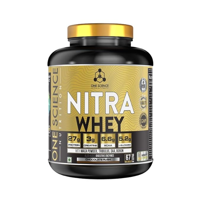 One Science Nutrition (OSN) Nitra Whey - DAA, Tribulus Terrestis, Maca powder and Boron &amp;amp; Creatine Monohydrate | 27g Protein, 3g Creatine, 5.2g Glutamine, 6.6g BCAA - 5 lbs - (Chocolate Rush)