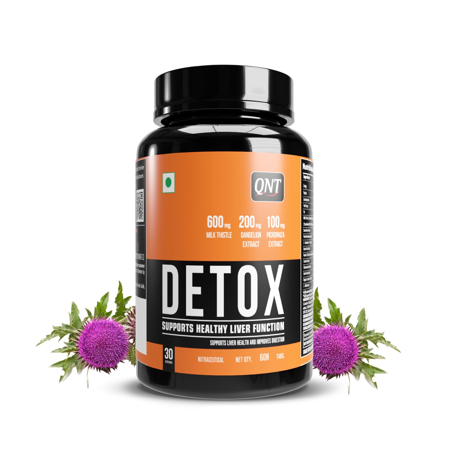 QNT Detox | 30 Servings, 60 Tabs| Milk Thistle, Dandelion Extract, Green Tea Extract | Supports Liver Health and Improves Digestion