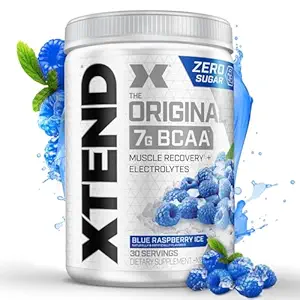 Xtend Scivation Bcaas Powder For Adults (Pre-Workout, 7G Bcaas, 0G Carbs,Sugar &amp;amp;amp;amp;amp; Calories, 3.5 Leucine, 2.5G L-Glutamine, 1G Citrulline Malate) - 402Gm, 30 Servings BlueRaspberry