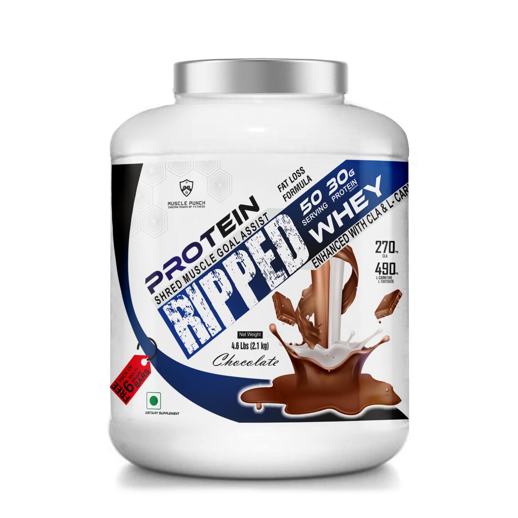Muscle Punch – Ripped Isolate – LEAN GAIN 30 gm Protein – Fat Loss Formula – 100% Isolate Whey Protein – Chocolate Fudge – 2 KG